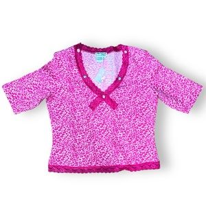 Pink Cheetah Lace with dainty Flowers y2K size Large